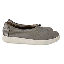 Eileen Fisher Sydney Silver Gray Platinum Leather Slip- On Sneakers Womens 6 - £35.23 GBP