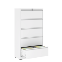 5 Drawer Metal Lateral File Cabinet , White Filing Cabinet with Lock, Lo... - $408.17