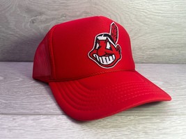 New Cleveland Indians Wahoo Red Hat 5 Panel High Crown Trucker Snapback - £18.27 GBP