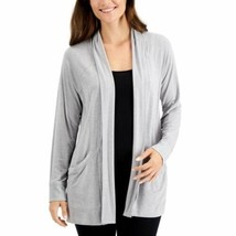 Alfani Intimates Womens Lounge Stretch Wrap shrug grey heather Large pockets - $13.97