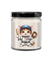 Generic Kitty Candle for Baseball Season Decor, Tiger Cat in Uniform Jar Soy Can - $24.45+