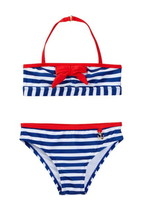 Jantzen Patriotic Bikini 16 Big Girls Red White Blue Bow Anchor Charm Americana - £26.67 GBP