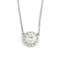 Round Halo Lab Created Diamond Pendant Necklace 14K White Gold, 1.48 CTW - £1,765.38 GBP