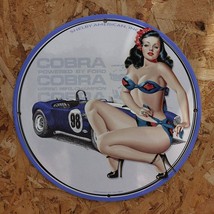Vintage 1965 Shelby American Inc. Cobra Ford Porcelain Gas &amp; Oil Metal Sign - £97.73 GBP