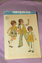 SIMPLICITY 9476 girl&#39;s size 4 jumper, vest, skirt, bell-bottom pants (se... - $4.95