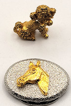 Tiny Metal Poodle Dog Figurine &amp; Horse Head Button Shoe Clip Gold Silver... - $24.99