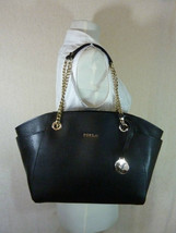 NWT FURLA Onyx Black Saffiano Leather Julia Chain Tote Bag $428 - £263.46 GBP