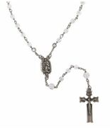 BEAUTIFUL LADY GUADALUPE ROSARY WITH CLEAR GLASS BEADS IN LEAD FREE PEWTER - $547.38 MXN