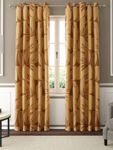 Brown Botanical Linen Blackout Curtains Set of 2 Curtains with Grommet - £18.48 GBP+