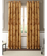 Brown Botanical Linen Blackout Curtains Set of 2 Curtains with Grommet - £18.09 GBP+