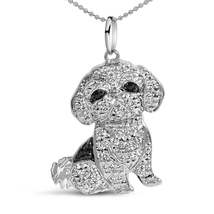 Adorable Shih Tzu Pendant Necklace – .925 Sterling Silver with Diamonds - £326.28 GBP