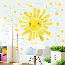 Eutecado Watercolor Large Sun Wall Decals Cloud Polka Dots Wall Stickers for Kid - £24.41 GBP