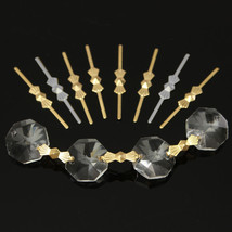 300pcs 33mm Silver/Gold Pins Connectors Prism Beads for Crystal Chandelier Lamp - £7.94 GBP
