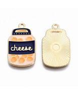 Cheese Balls Charm Gold Enamel Snack Charm Food Pendant Kitsch Jewelry 26mm - £1.95 GBP