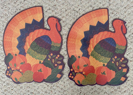 Lot of 2 Vintage Hallmark Thanksgiving Turkey Decorations Die Cuts - $19.76