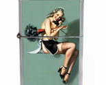  Pin Up Maid Rs1 Flip Top Dual Torch Lighter Wind Resistant - £13.16 GBP