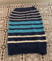 Blue Navy White Striped Dog Sweater SMALL Warm Winter Wear Dapper Design... - £9.15 GBP