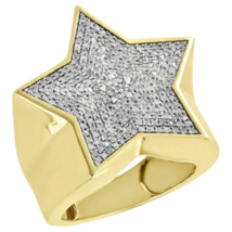 2Ct Rund Vereist Diamant Simulierte Herren Star Hochzeit Ring Massiv Silber Gold - £105.72 GBP