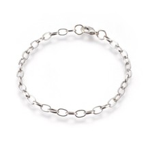 Silver Charm Bracelet Link Cable Chain Bracelet Making Antiqued Silver Tone - $5.52