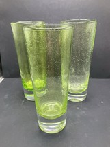 Set of 3 Crate &amp; Barrel Cabana Cooler glasses green bubble tall tumblers - $33.17