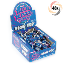 Full Box 48x Pops Charms Blue Razz Berry Blow Pop Gum Filled Lollipops |... - $24.37