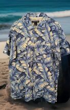 Vintage Structure - Blue Floral Button Up Hawaiian Shirt 100% Cotton Sz ... - $16.82