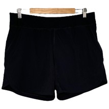 Lands End Sporty Athletic Shorts Pockets Stretch Pull On Lined Black 14 - $21.77