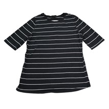 Who What Wear Shirt Womens M Black Pinstriped Round Neck Quarter Sleeve Top - $22.75