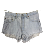 Levis Cut Off Denim Jean Shorts Size 31 Distressed Hem Faded Light Wash ... - $54.18 CAD