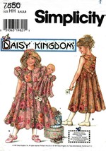 Girl&#39;s Dress, Hat &amp; Doll Dress Simplicity Daisy Kingdom Pattern 7550 Sz 3,4,5,6 - £11.80 GBP