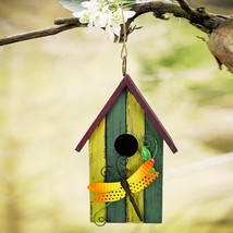 Wooden Decorative Birdhouse Hanging Bird House HandPainted Birds Outdoor BDhouse - £20.83 GBP