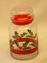 Libbey Glass Canister Apothecary Jar Red and Green Holly Berries - £11.67 GBP