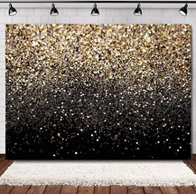 7x5FT Gold Backdrop Glitter Backdrop Gold Spots Bokeh Backdrop Black and Gold Ba - £22.10 GBP