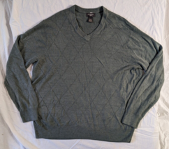 Dockers Men&#39;s Pull Over Sweater Long Sleeve Diamond Pattern V Neck Size Xl - £14.87 GBP