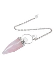 Bulk 5 Pcs Natural Pink Rose Quartz Shaped Gemstone Dowsing Pendulums - £39.65 GBP