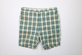 Vtg 50s Streetwear Mens 36 Distressed Above Knee Madras Plaid Chino Shorts USA - £46.68 GBP