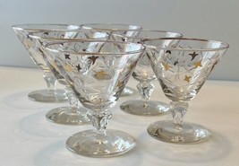 Beautiful MCM Libbey Glass Royal Fern Drinking Glasses Stemware Gold Accents, 6 - £37.11 GBP