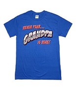 Gildan Men&#39;s &quot;Never Fear Grandpa Is Here&quot; Blue Graphic T-Shirt NEW - £6.29 GBP