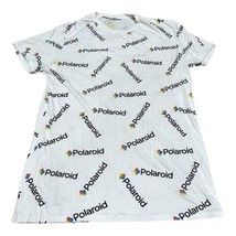 Polaroid Shirt Men&#39;s Medium White All Over Print Logo Graphic Crew Short... - £22.00 GBP