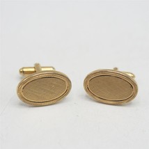 Vintage Gold Tone Oval Cuff Links Pair Mid Century - £27.86 GBP