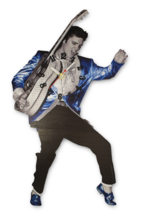 Elvis Presley clock swinging legs blue suede shoes battery operated - $558.38 MXN