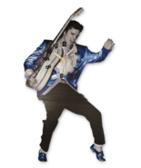 Elvis Presley clock swinging legs blue suede shoes battery operated - $29.99