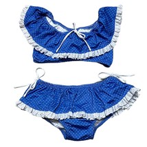 Wildling Well Dressed Wolf Girls Blue Polka Dot Bikini Swimsuit Size 7 - £37.70 GBP