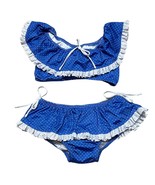 Wildling Well Dressed Wolf Girls Blue Polka Dot Bikini Swimsuit Size 7 - $48.00