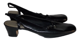 Auditions Black Leather MARY JANE Steampunk Pump Heels Slingback Women 1... - $32.00
