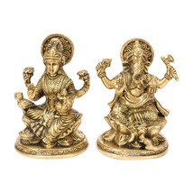 Ganesha statue brass Laxmi ganesh statue on Lotus 5 Inches height - £119.69 GBP