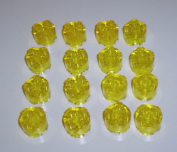 16 Used LEGO 2 x 2 Round Translucent Yellow Bricks Axle Hole 3941 - £7.86 GBP
