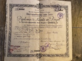 Vecchio documento Romania certificato di diploma universitario 1931 - $20.28