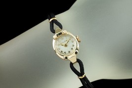 Bulova 14k Oro Amarillo Mujer Correa Manual Reloj W/ Cuerda Pulsera - £501.44 GBP