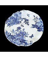 4 Shabby Chic Blue Roses Scalloped Fluted Edge 10-3/4&quot; THICK Melamine Pl... - $67.14 CAD